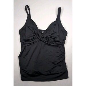 Lands' End Women's 16‎ Underwire Tummy Control Wrap Tankini Top 522597 Black